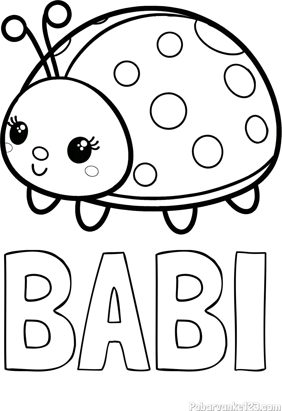 Pobarvanka imena BABI in pobarvanka ljubke pikapolonice