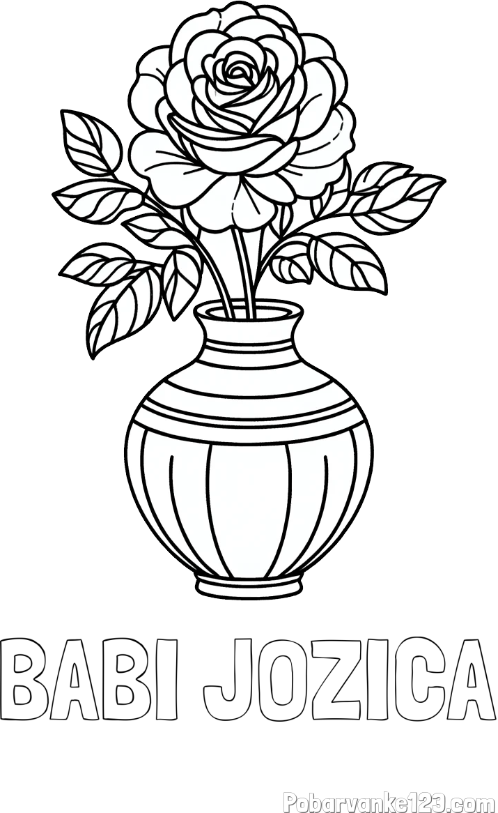 Pobarvanka imena BABI JOŽICA in pobarvanka vrtnice v vazi