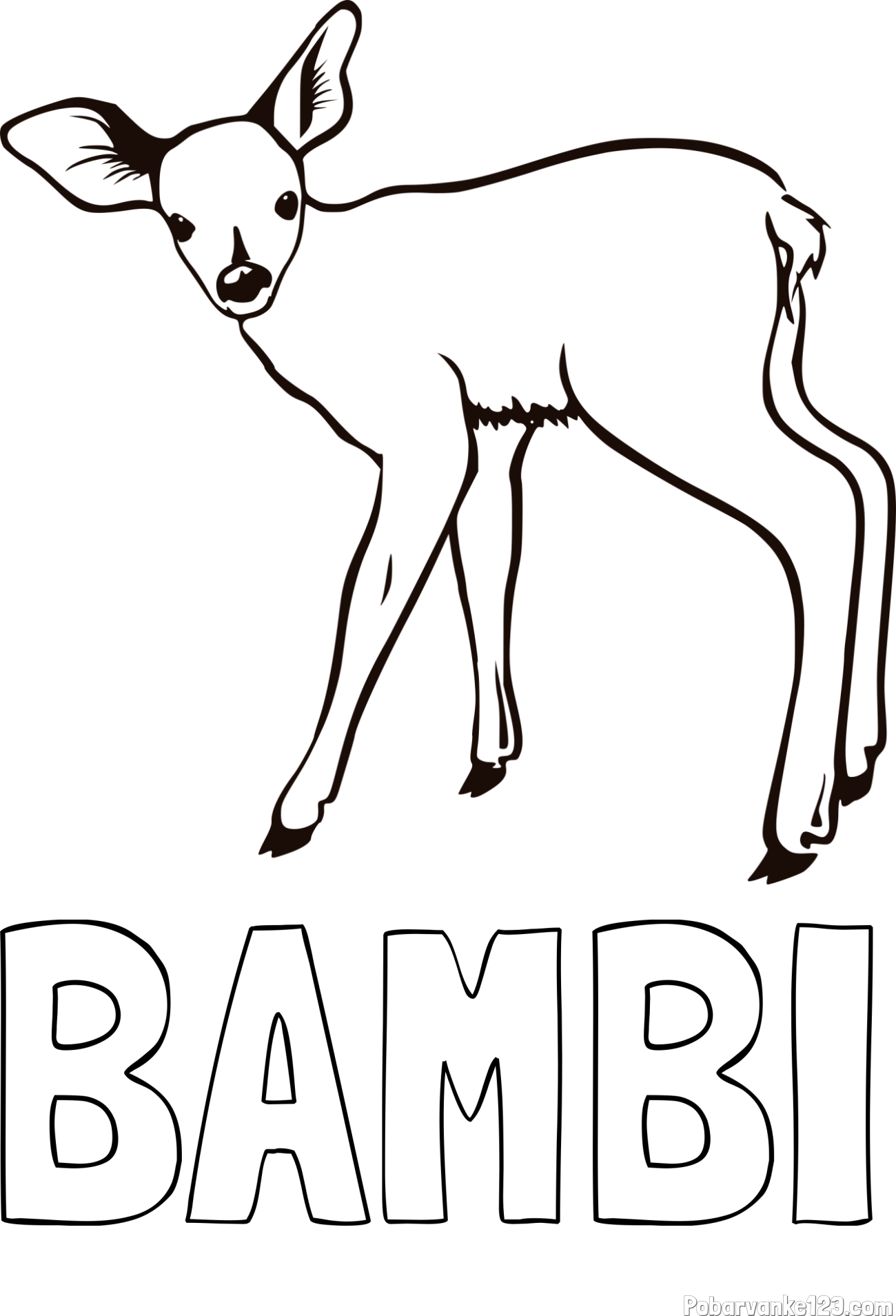 Pobarvanka imena BAMBI in pobarvanka mladega jelenčka