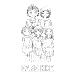 Online izdelana pobarvanka - Pobarvanka imena BARBIKKE in anime risani junaki