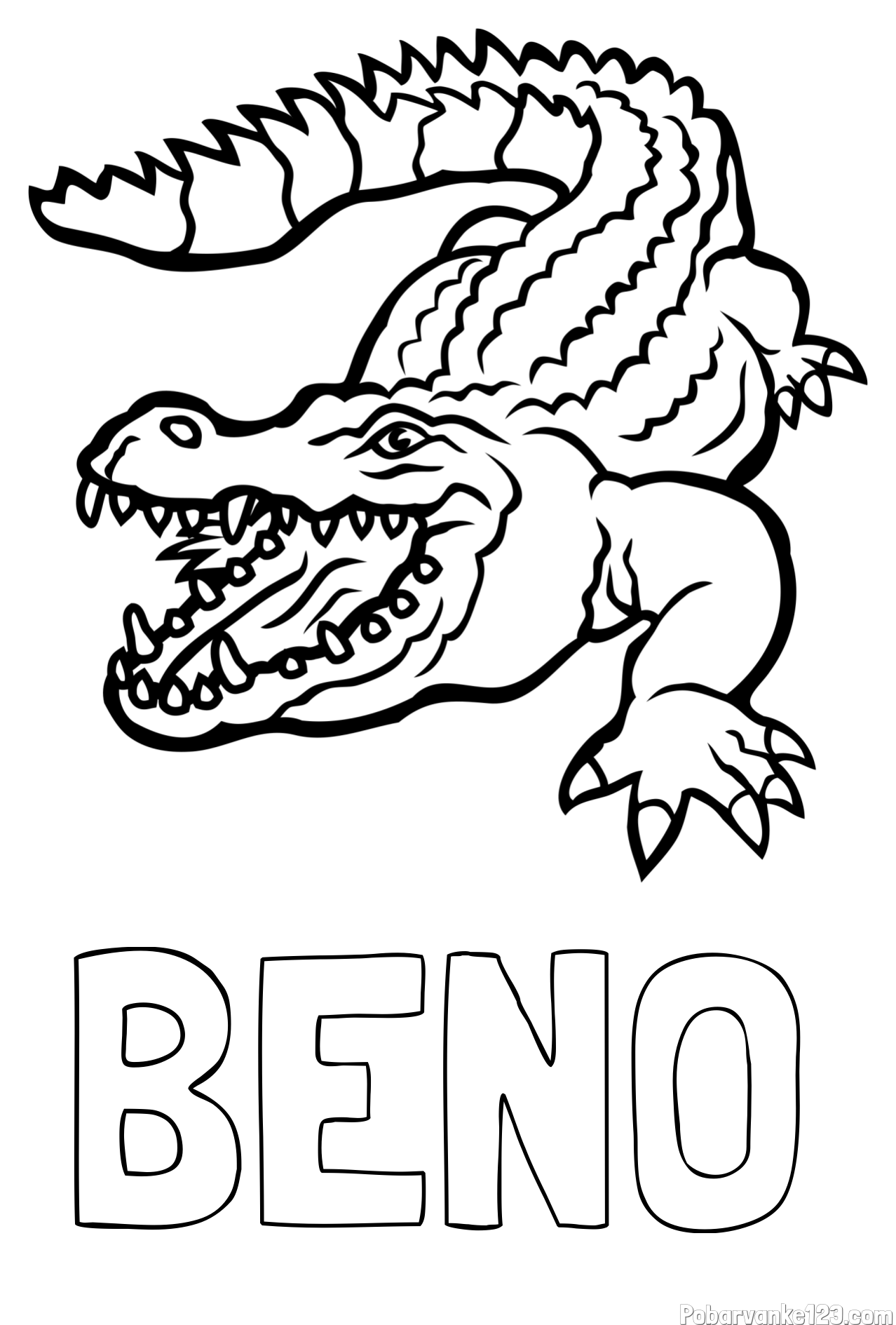 Pobarvanka imena BENO in pobarvanka krokodila
