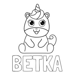 Online izdelana pobarvanka - Pobarvanka imena BETKA in pobarvanka čudovitega samoroga Unicorn