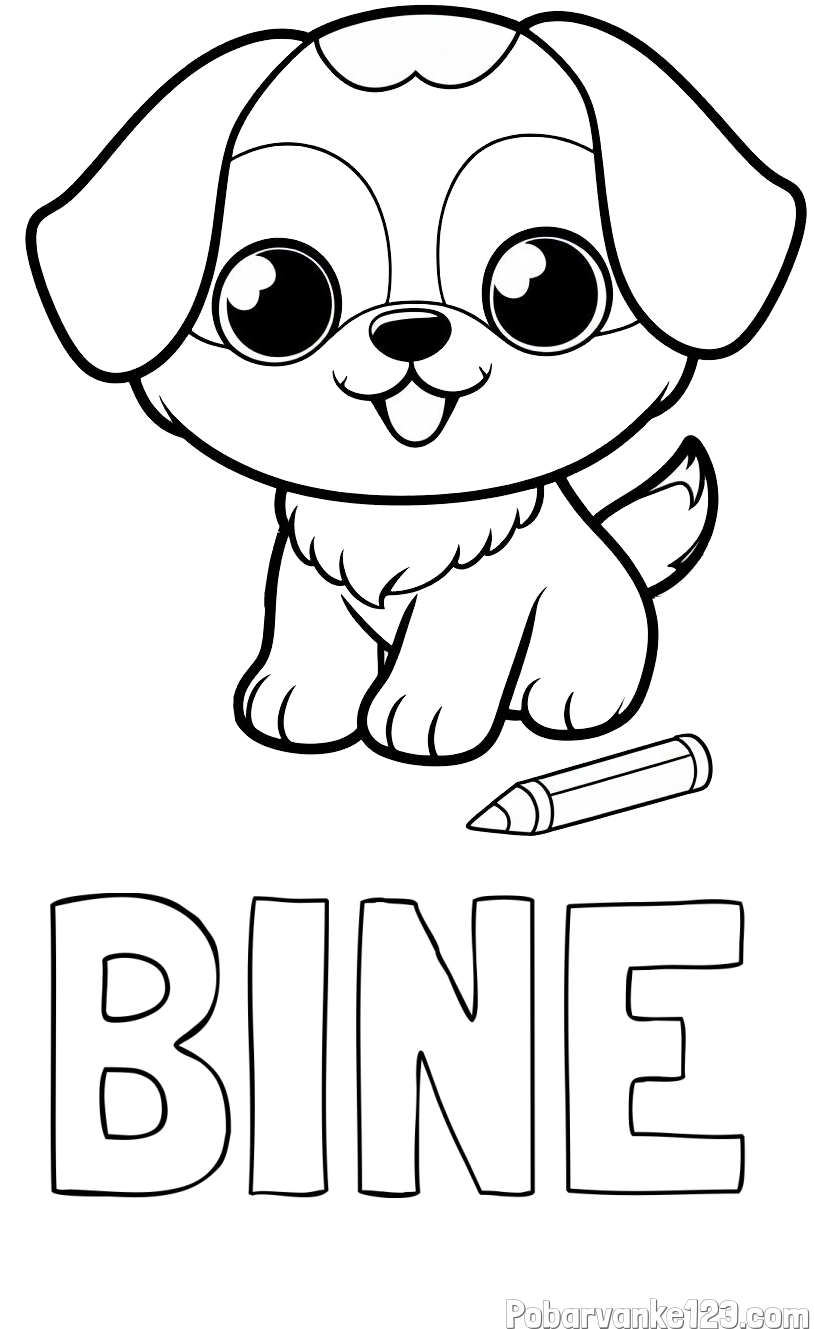 Pobarvanka imena BINE in pobarvanka prikupnega kužka