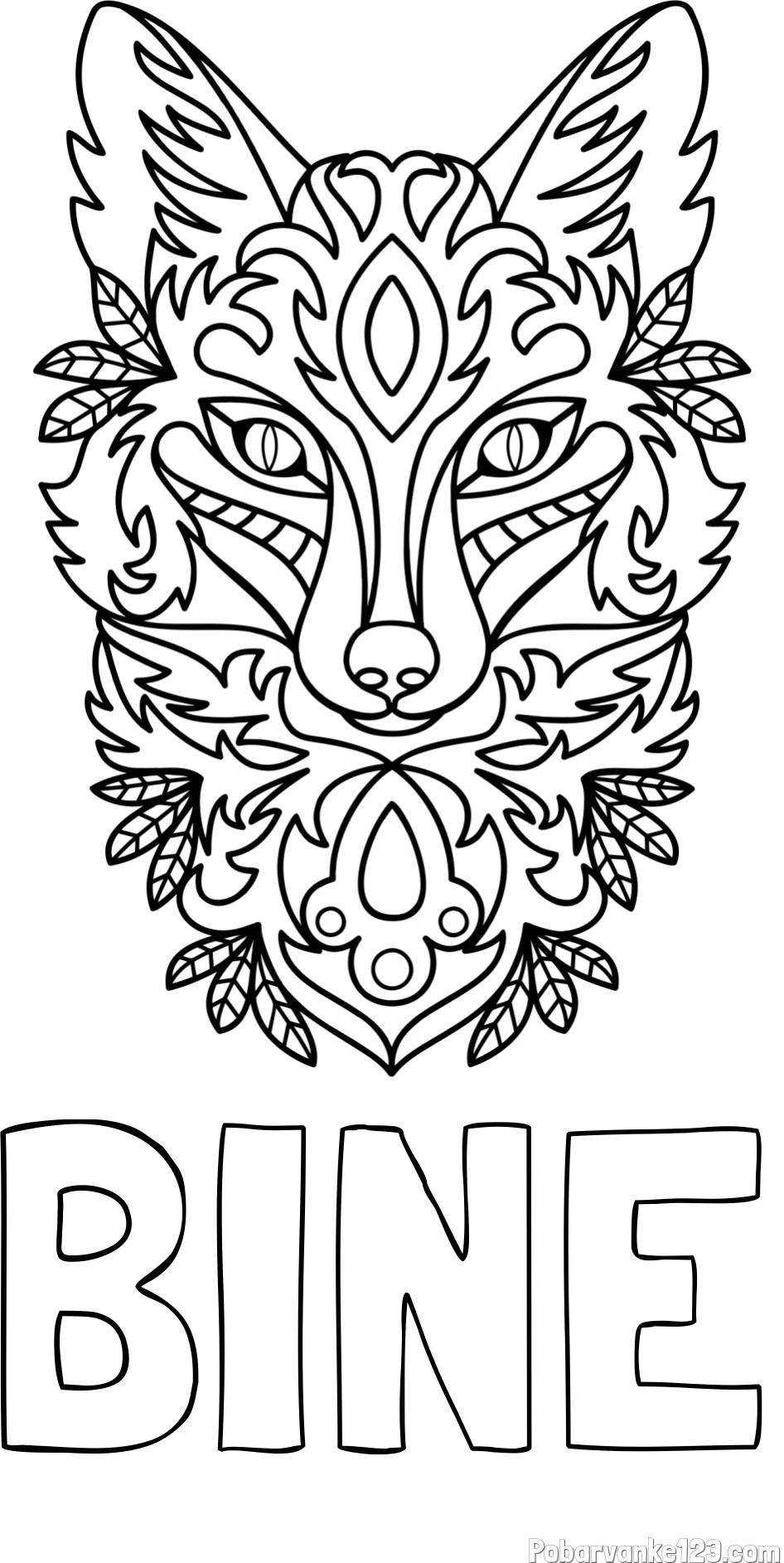 Pobarvanka imena BINE in pobarvanka volka - mandale