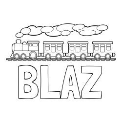 Online izdelana pobarvanka - Pobarvanka imena BLAŽ in pobarvanka vlaka