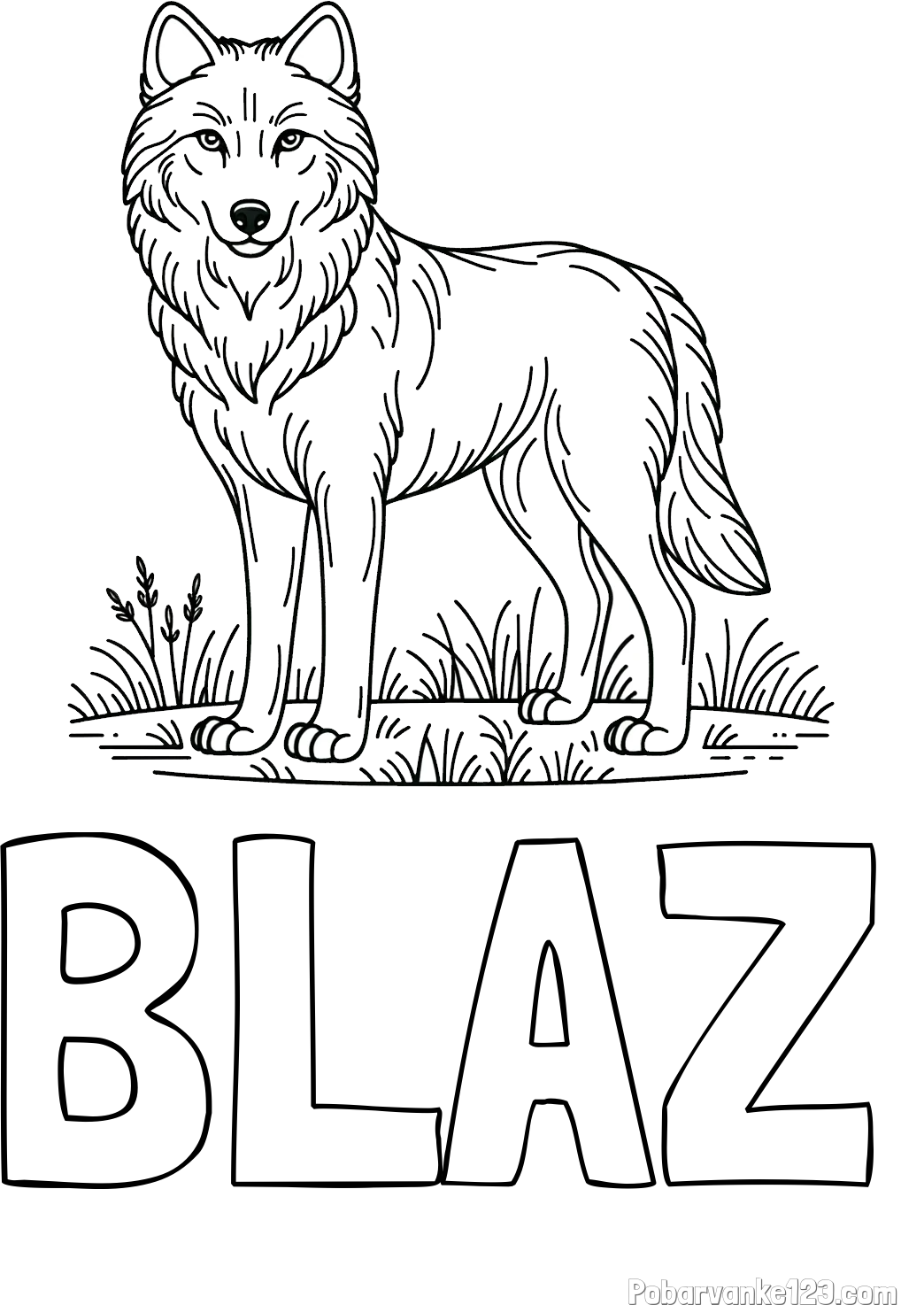Pobarvanka imena BLAŽ in pobarvanka volka