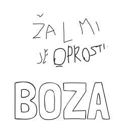 Online izdelana pobarvanka - Pobarvanka imena BOŽA in žal mi je oprosti