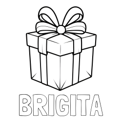 Online izdelana pobarvanka - Pobarvanka imena BRIGITA in pobarvanka darilne škatle s pentljo