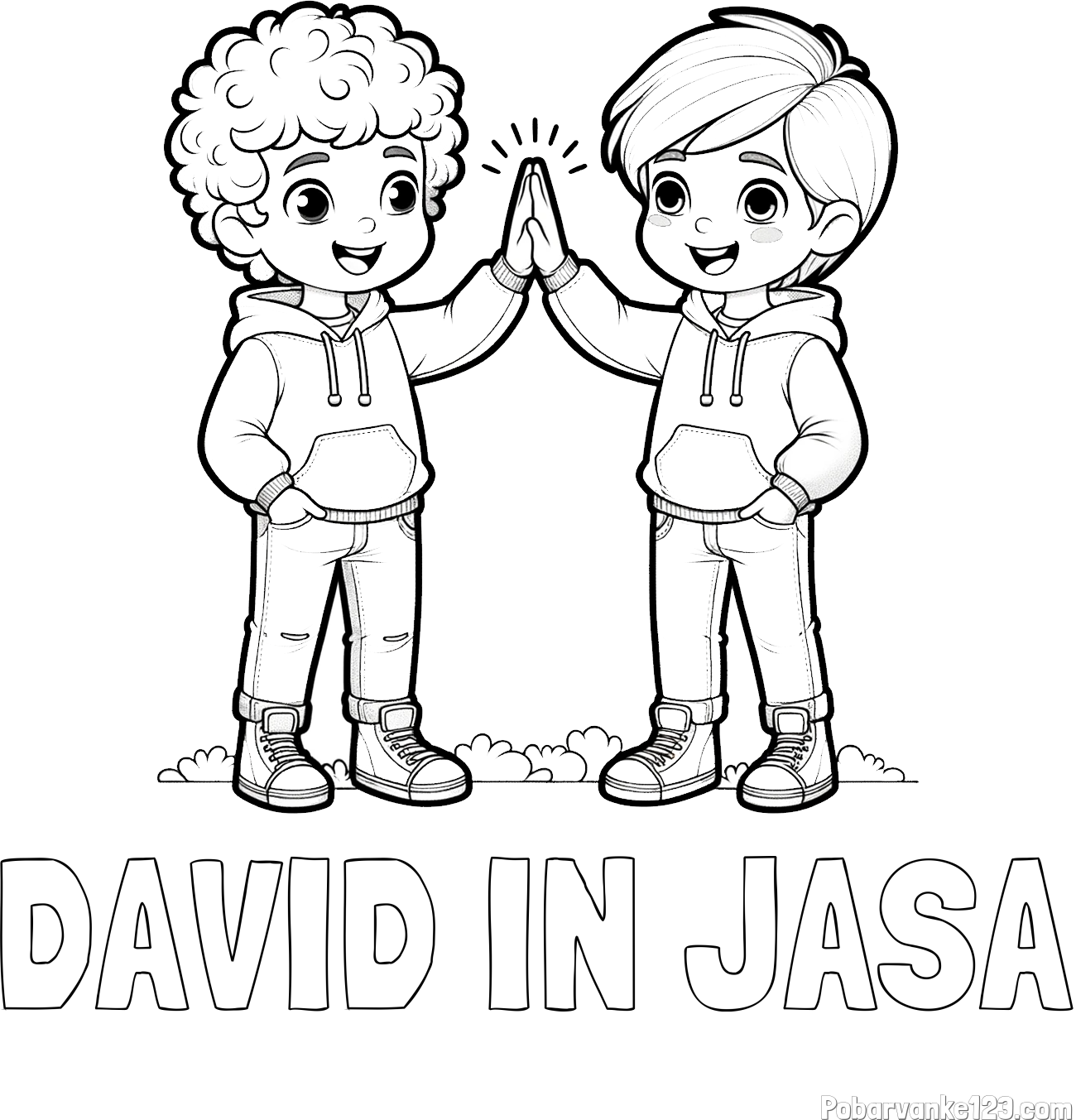 Pobarvanka imena DAVID IN JAŠA in pobarvanka prijatlejev