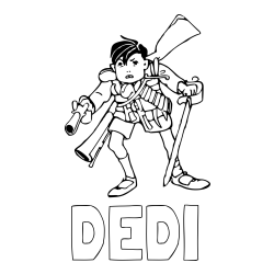 Online izdelana pobarvanka - Pobarvanka imena DEDI in pobarvanka izmučenega vojaka