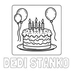 Online izdelana pobarvanka - Pobarvanka imena DEDI STANKO in pobarvanka torte za 5. rojstni dan