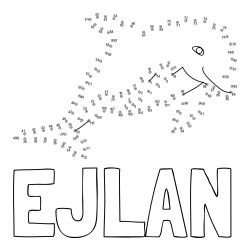 Online izdelana pobarvanka - Pobarvanka imena EJLAN in pobarvanka delfina - poveži številke