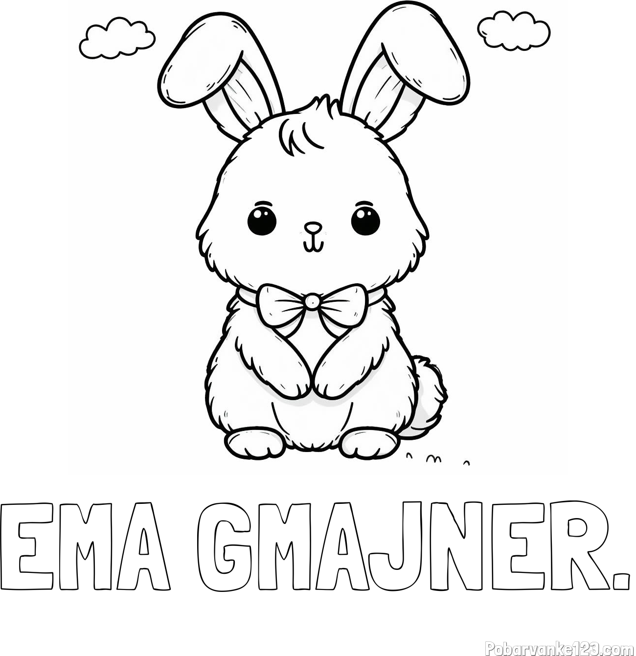 Pobarvanka imena EMA GMAJNER. in pobarvanka prikupnega zajčka