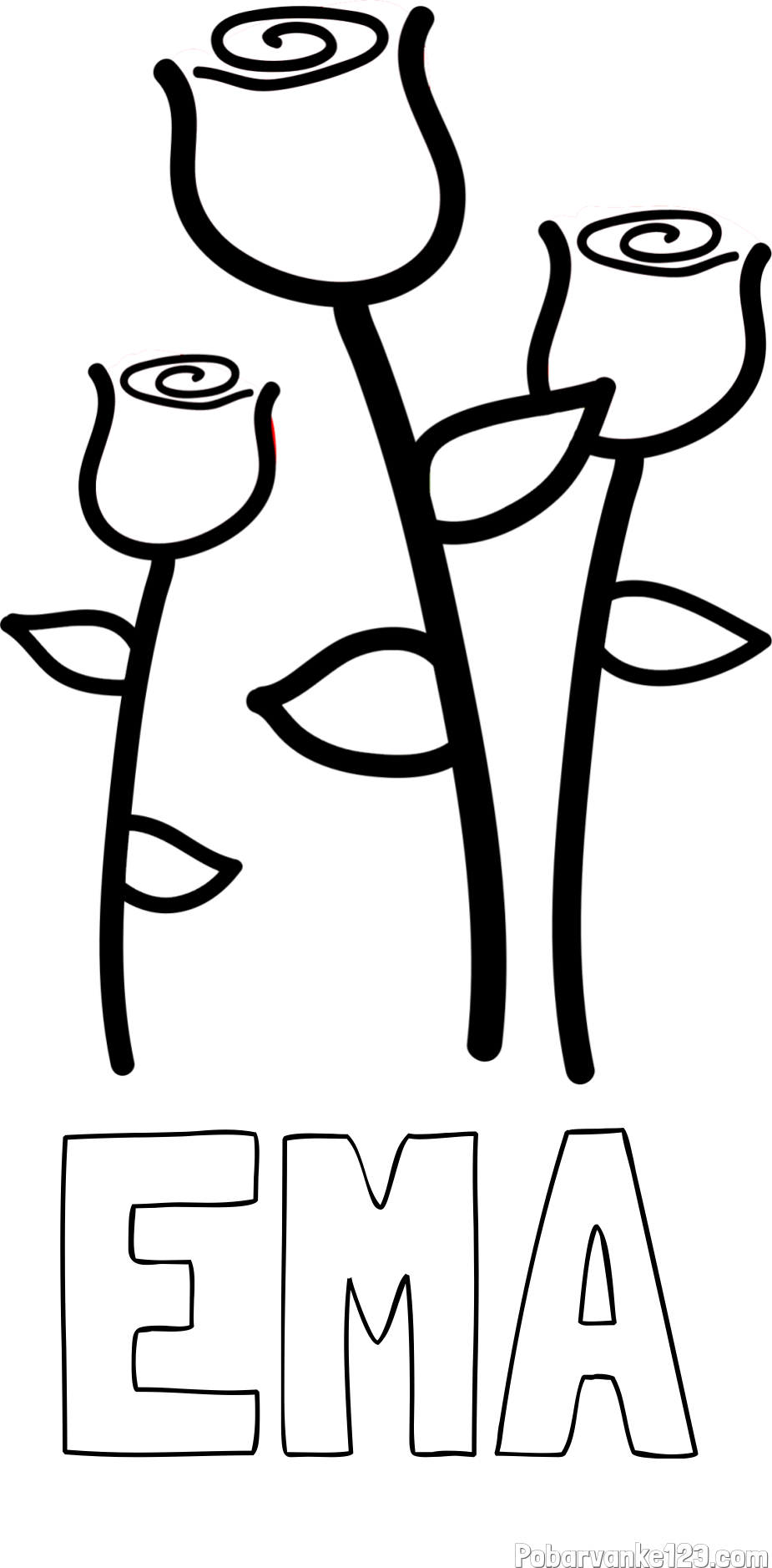 Pobarvanka imena EMA in pobarvanka treh vrtnic