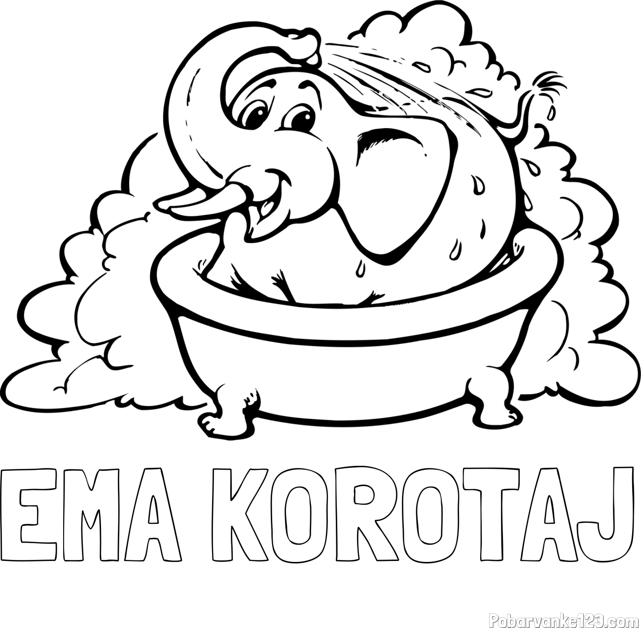 Pobarvanka imena EMA KOROTAJ in pobarvanka nasmejanega slončka