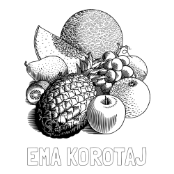 Online izdelana pobarvanka - Pobarvanka imena EMA KOROTAJ in pobarvanka sadja (ananas, melona, jabolka, kivi, grozdje, pomaranča...)