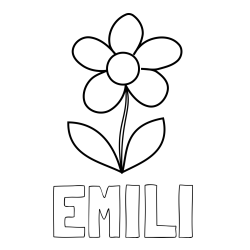 Online izdelana pobarvanka - Pobarvanka imena EMILI in pobarvanka lepe cvetlice