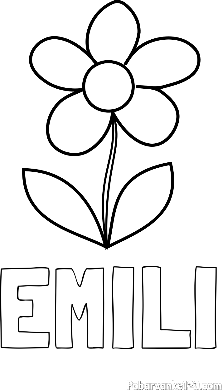 Pobarvanka imena EMILI in pobarvanka lepe cvetlice