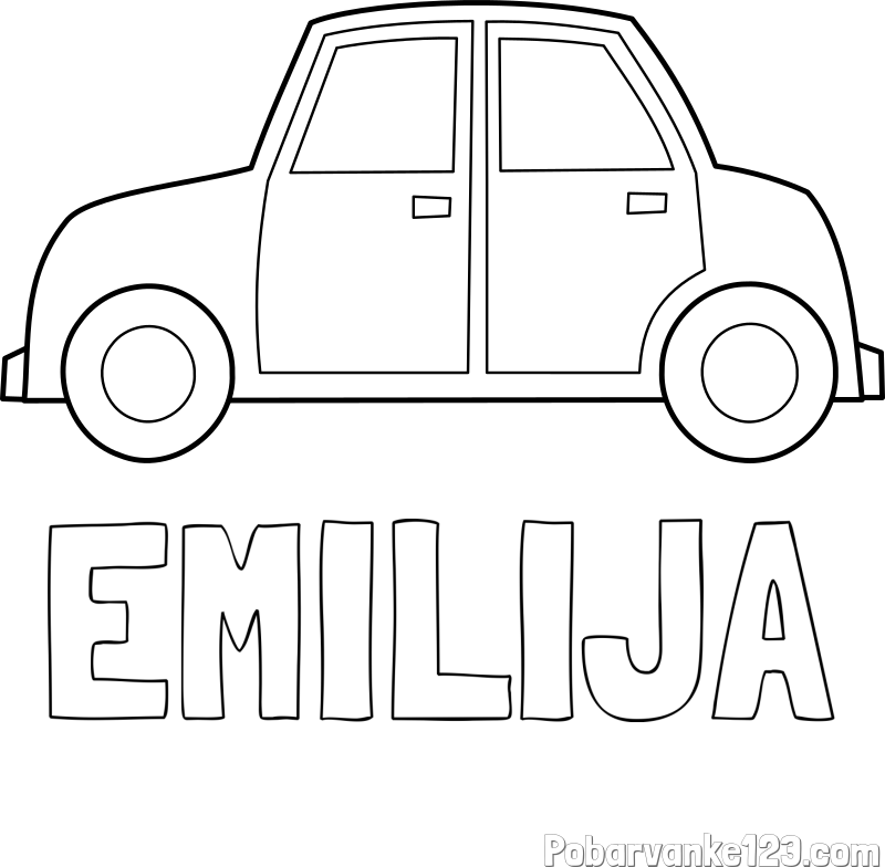 Pobarvanka imena EMILIJA in pobarvanka avta