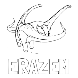 Online izdelana pobarvanka - Pobarvanka imena ERAZEM in pobarvanka dinozavra Alamosaurus