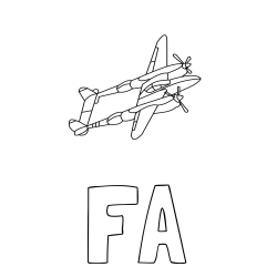 Online izdelana pobarvanka - Pobarvanka imena FA in pobarvanka bojnega letala