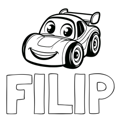 Online izdelana pobarvanka - Pobarvanka imena FILIP in pobarvanka otroškega avtomobila