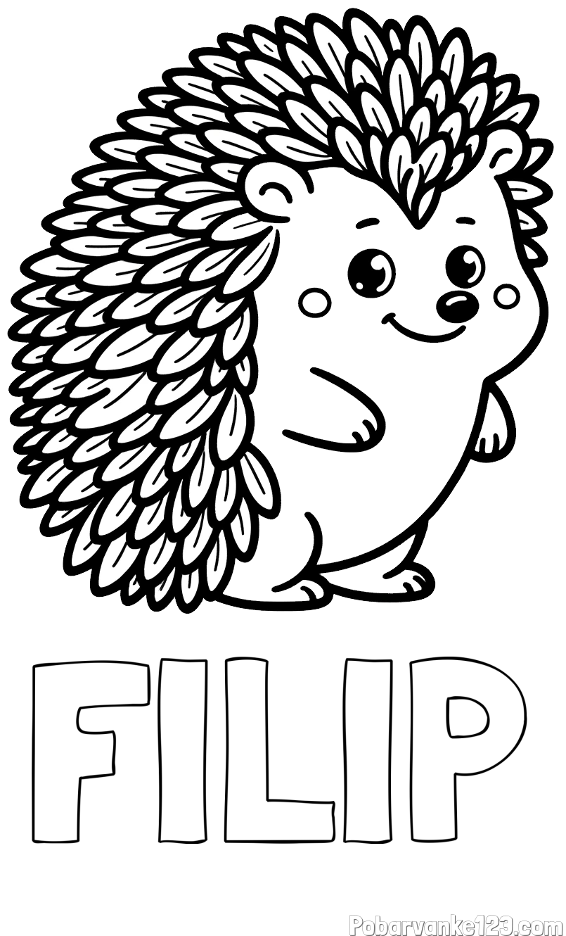 Pobarvanka imena FILIP in pobarvanka prisrčnega ježka