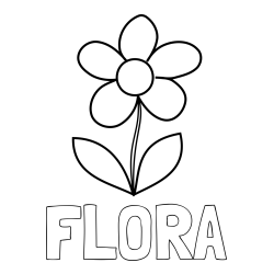 Online izdelana pobarvanka - Pobarvanka imena FLORA in otroška pobarvanka rože