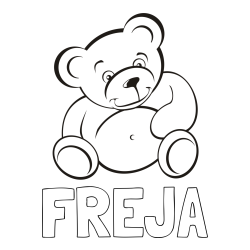 Online izdelana pobarvanka - Pobarvanka imena FREJA in pobarvanka medvedka