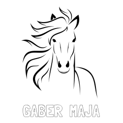 Online izdelana pobarvanka - Pobarvanka imena GABER  MAJA in lepa pobarvanka konja