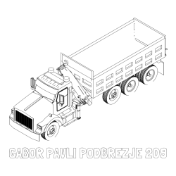Online izdelana pobarvanka - Pobarvanka imena GABOR PAVLI PODBREZJE 209 in pobarvanka velikega tovornjaka z dvigalko za nakladanje