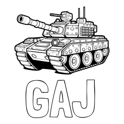 Online izdelana pobarvanka - Pobarvanka imena GAJ in pobarvanka tanka