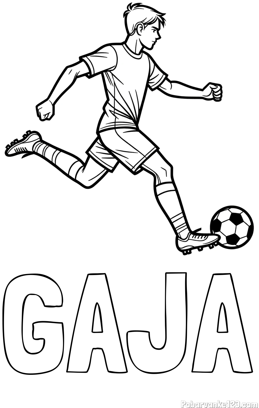 Pobarvanka imena GAJA in pobarvanka nogometaša v napadu