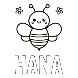 Pobarvanka imena HANA in otroška pobarvanka čebele