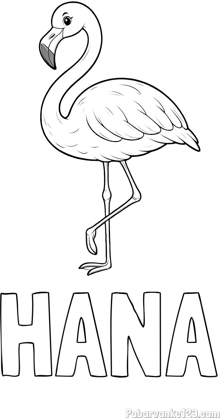 Pobarvanka imena HANA in pobarvanka flaminga