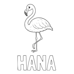 Online izdelana pobarvanka - Pobarvanka imena HANA in pobarvanka flaminga