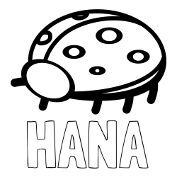 Online izdelana pobarvanka - Pobarvanka imena HANA in preprosta pobarvanka pikapolonice