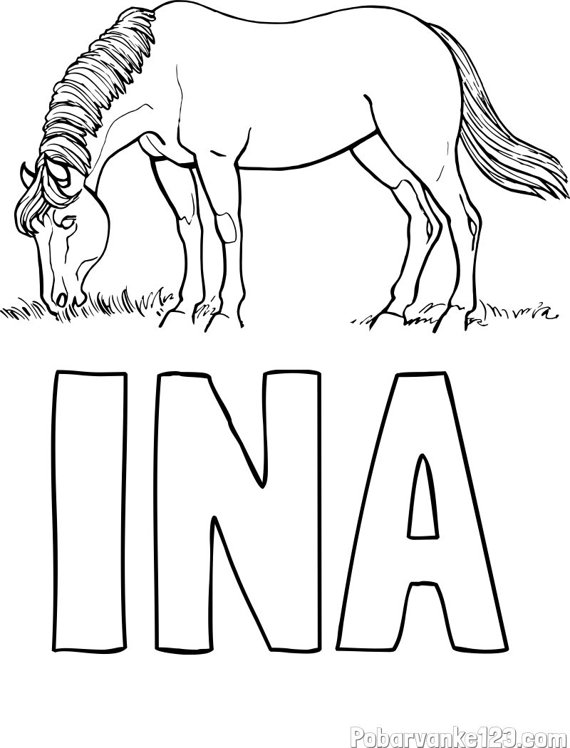 Pobarvanka imena INA in pobarvanka konja med pašo