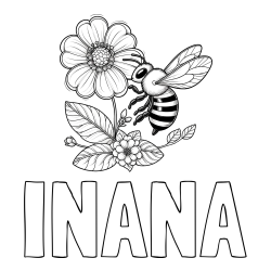 Online izdelana pobarvanka - Pobarvanka imena INANA in otroška pobarvanka čebelice in rožice
