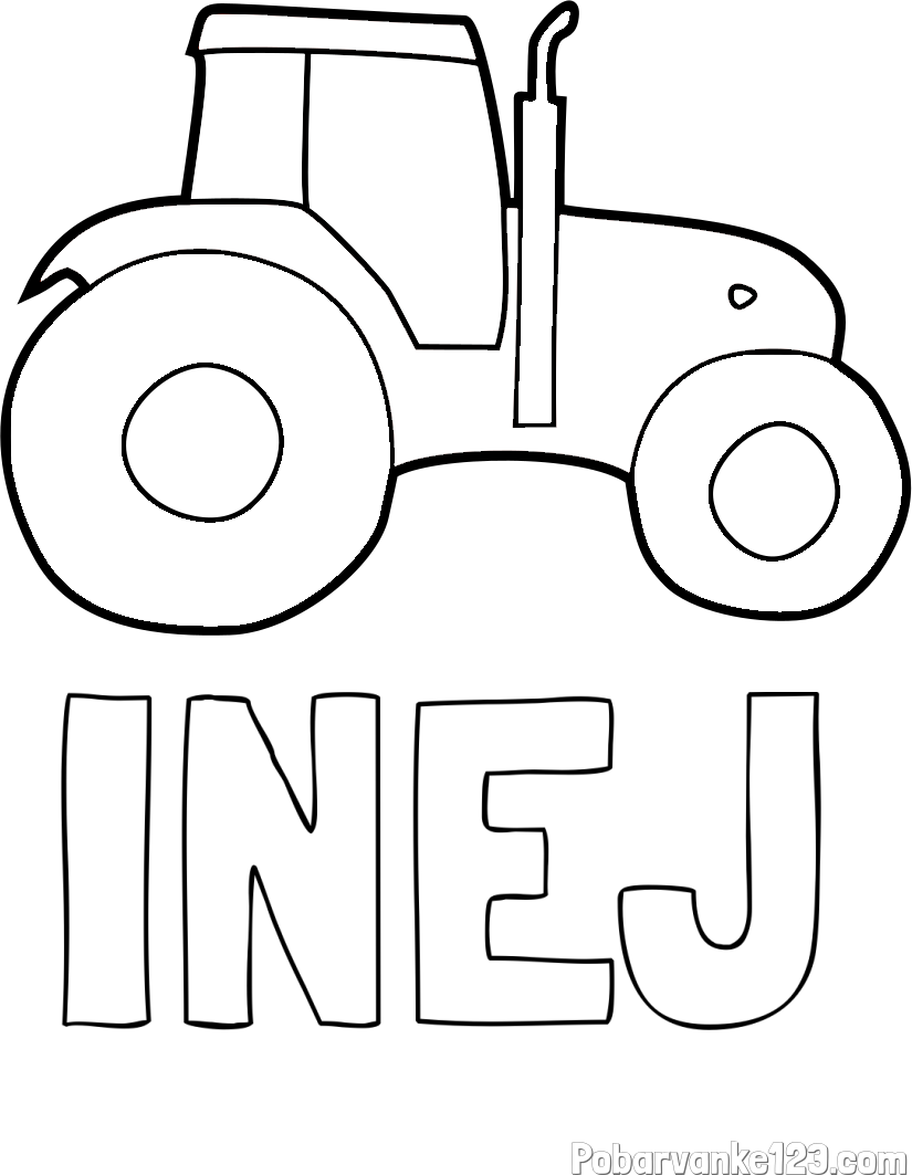 Pobarvanka imena INEJ in otroška pobarvanka traktorja