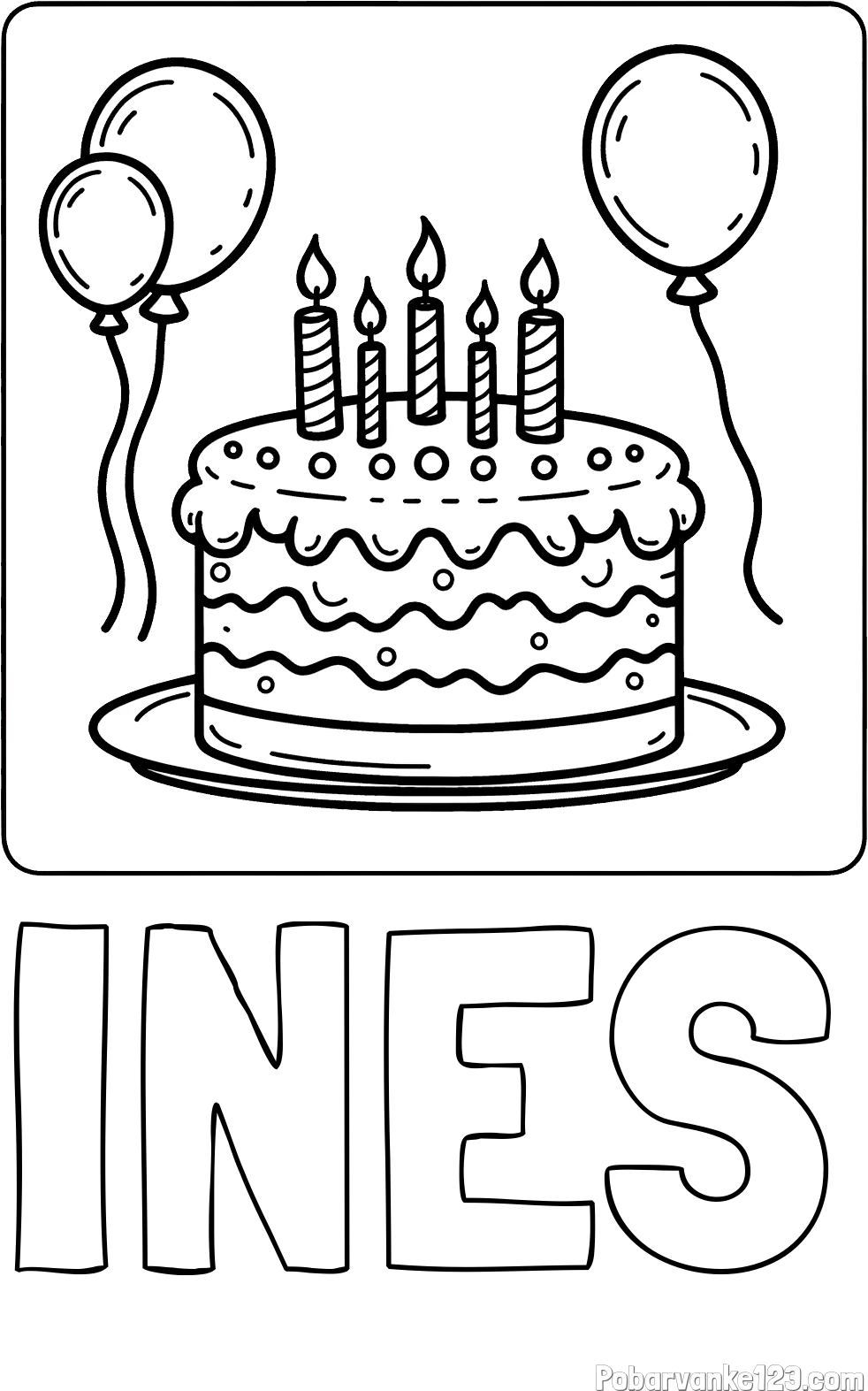 Pobarvanka imena INES in pobarvanka torte za 5. rojstni dan
