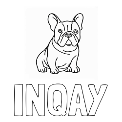 Online izdelana pobarvanka - Pobarvanka imena INQAY in pobarvanka francoskega buldoga