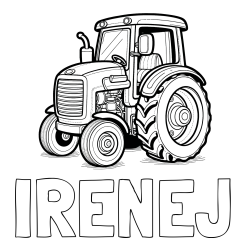 Online izdelana pobarvanka - Pobarvanka imena IRENEJ in pobarvanka starega, a lepega traktorja