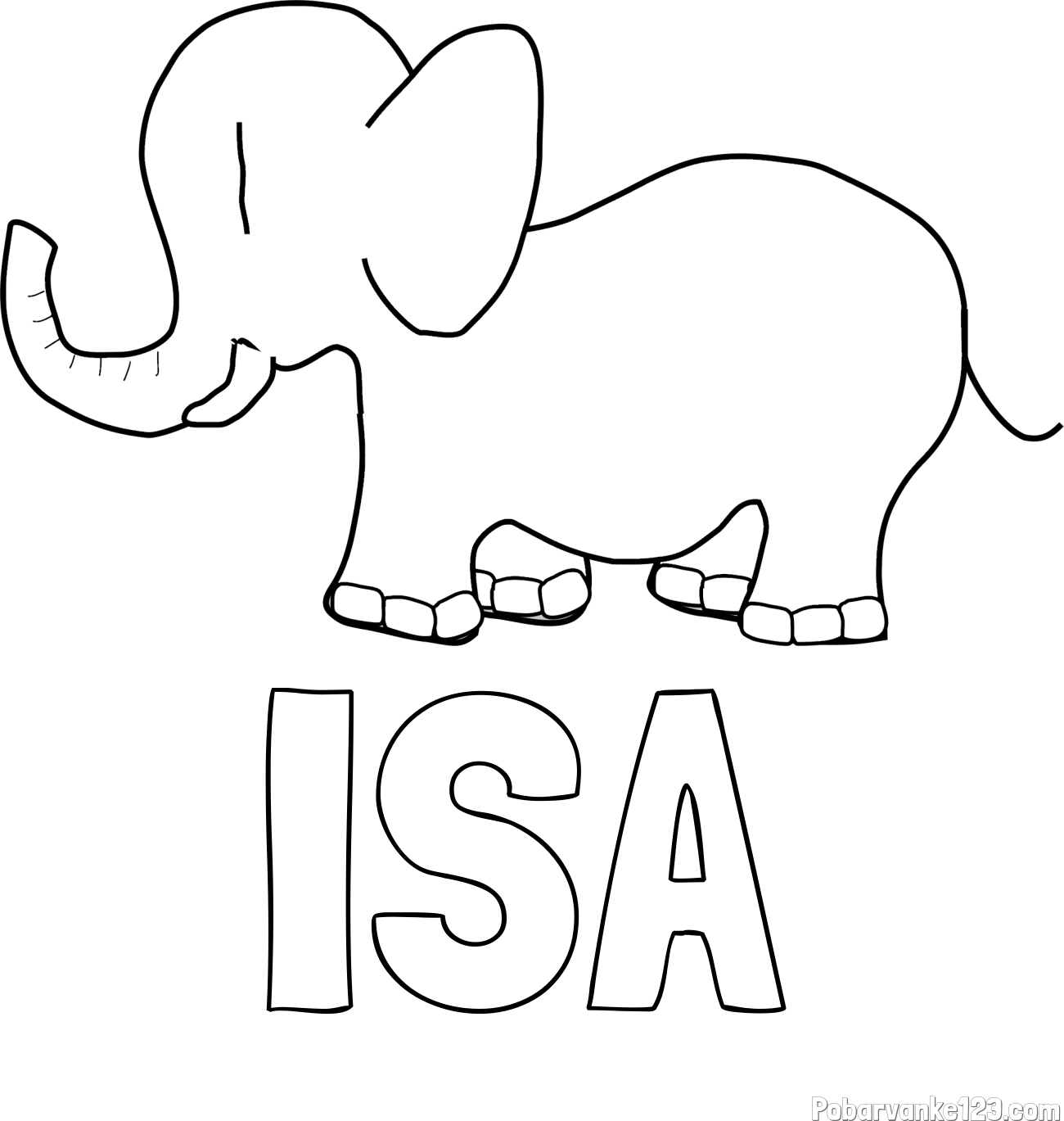 Pobarvanka imena ISA in otroška pobarvanka slončka