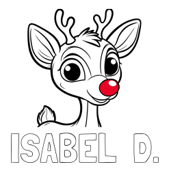 Online izdelana pobarvanka - Pobarvanka imena ISABEL  Đ. in pobarvanka ljubkega jelenčka Rudolfa