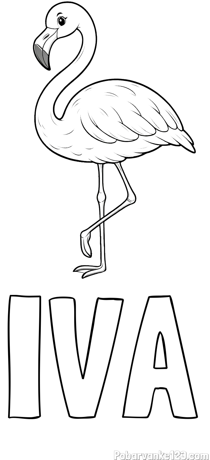 Pobarvanka imena IVA in pobarvanka flaminga