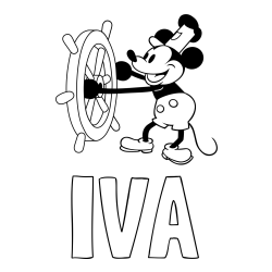Online izdelana pobarvanka - Pobarvanka imena IVA in pobarvanka Miki Miške (Mickey Mouse)
