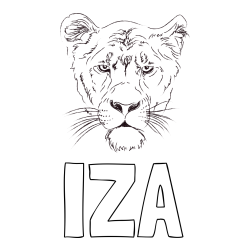 Online izdelana pobarvanka - Pobarvanka imena IZA in pobarvanka levinje