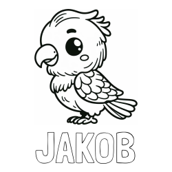 Online izdelana pobarvanka - Pobarvanka imena JAKOB in pobarvanka ljubkega papagaja