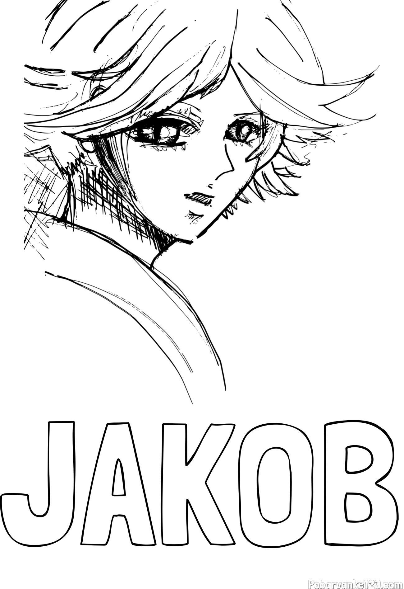 Pobarvanka imena JAKOB in pobarvanka nime risanega junaka